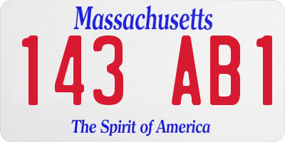 MA license plate 143AB1