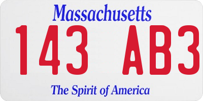 MA license plate 143AB3