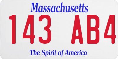 MA license plate 143AB4