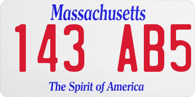 MA license plate 143AB5