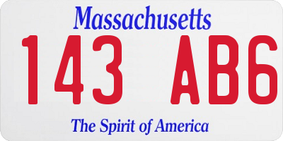 MA license plate 143AB6