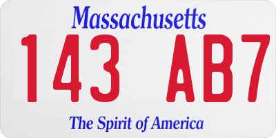 MA license plate 143AB7
