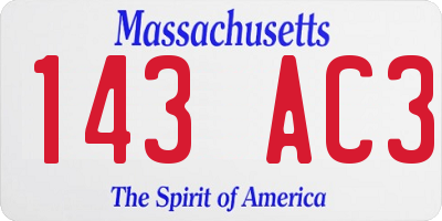 MA license plate 143AC3