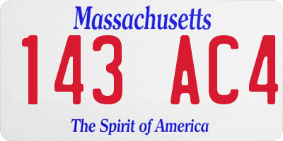 MA license plate 143AC4