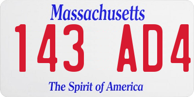 MA license plate 143AD4