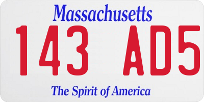 MA license plate 143AD5