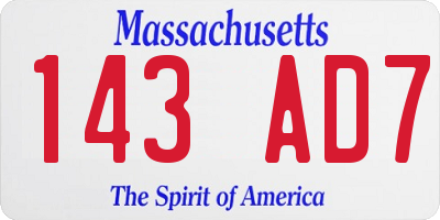 MA license plate 143AD7