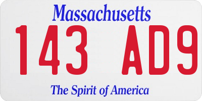 MA license plate 143AD9