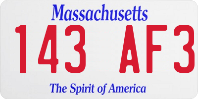 MA license plate 143AF3