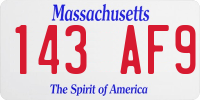 MA license plate 143AF9