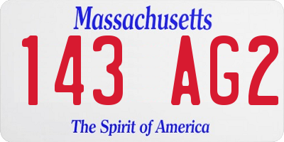 MA license plate 143AG2