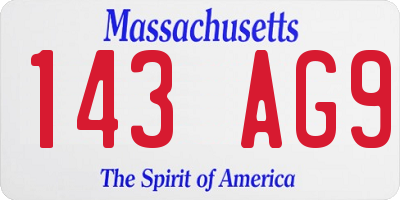 MA license plate 143AG9