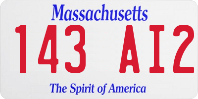MA license plate 143AI2