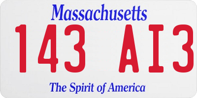 MA license plate 143AI3
