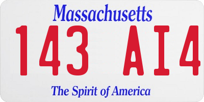 MA license plate 143AI4
