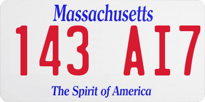 MA license plate 143AI7
