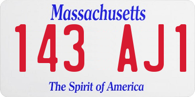 MA license plate 143AJ1