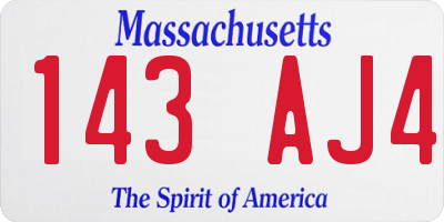 MA license plate 143AJ4