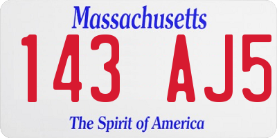 MA license plate 143AJ5