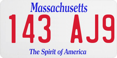 MA license plate 143AJ9