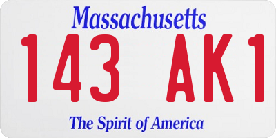 MA license plate 143AK1