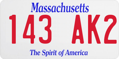 MA license plate 143AK2