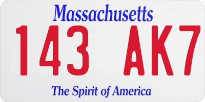MA license plate 143AK7