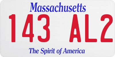 MA license plate 143AL2