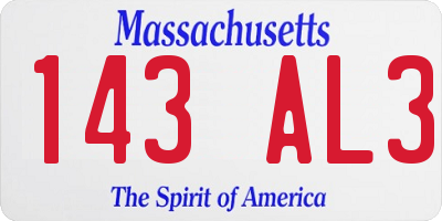 MA license plate 143AL3