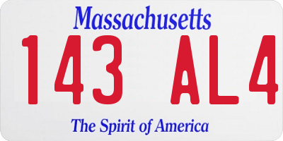MA license plate 143AL4