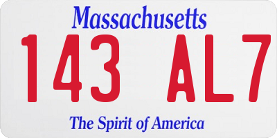 MA license plate 143AL7