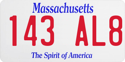 MA license plate 143AL8