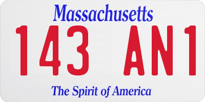 MA license plate 143AN1