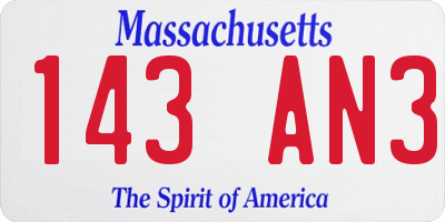 MA license plate 143AN3