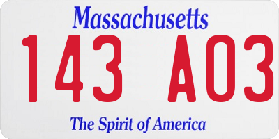 MA license plate 143AO3
