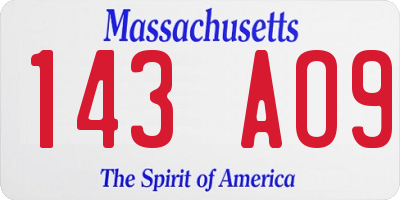 MA license plate 143AO9