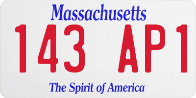 MA license plate 143AP1