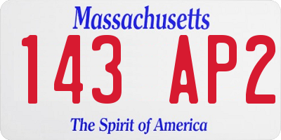 MA license plate 143AP2