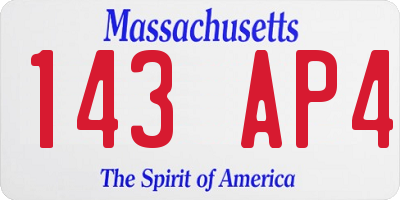 MA license plate 143AP4