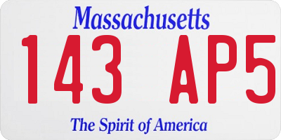 MA license plate 143AP5