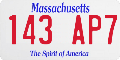MA license plate 143AP7