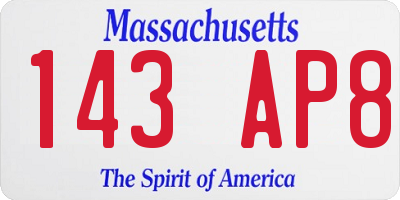 MA license plate 143AP8