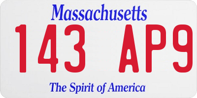 MA license plate 143AP9