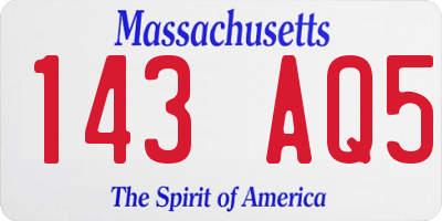 MA license plate 143AQ5