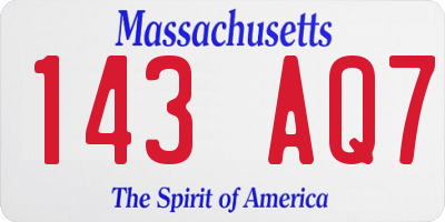 MA license plate 143AQ7