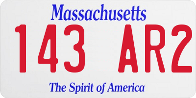 MA license plate 143AR2