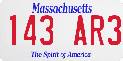 MA license plate 143AR3