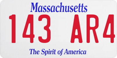 MA license plate 143AR4