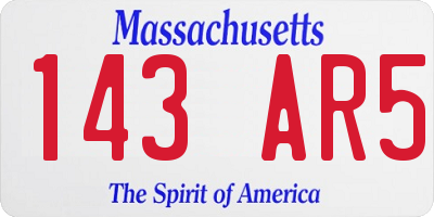MA license plate 143AR5