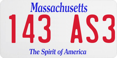 MA license plate 143AS3